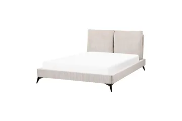 Seng med lamelramme Melle - Lysebeige/Fløjl, Lys beige/Fløjl, 140x200 cm - Møbler - Senge - Sengeramme & sengestel