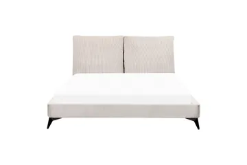 Seng med lamelramme Melle - Lysebeige/Fløjl, Lys beige/Fløjl, 160x200 cm - Møbler - Senge - Sengeramme & sengestel