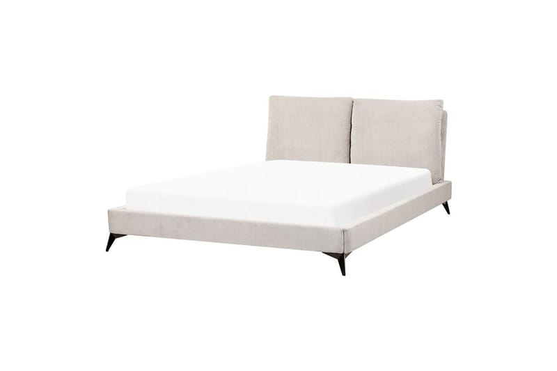 Seng med lamelramme Melle - Lysebeige/Fløjl, Lys beige/Fløjl, 160x200 cm - Møbler - Senge - Sengeramme & sengestel