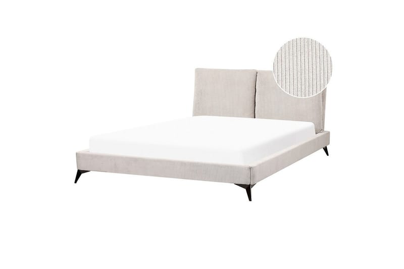 Seng med lamelramme Melle - Lysebeige/Fløjl, Lys beige/Fløjl, 160x200 cm - Møbler - Senge - Sengeramme & sengestel