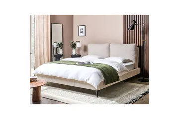 Seng med lamelramme Melle - Lysebeige/Fløjl, Lys beige/Fløjl, 160x200 cm - Møbler - Senge - Sengeramme & sengestel