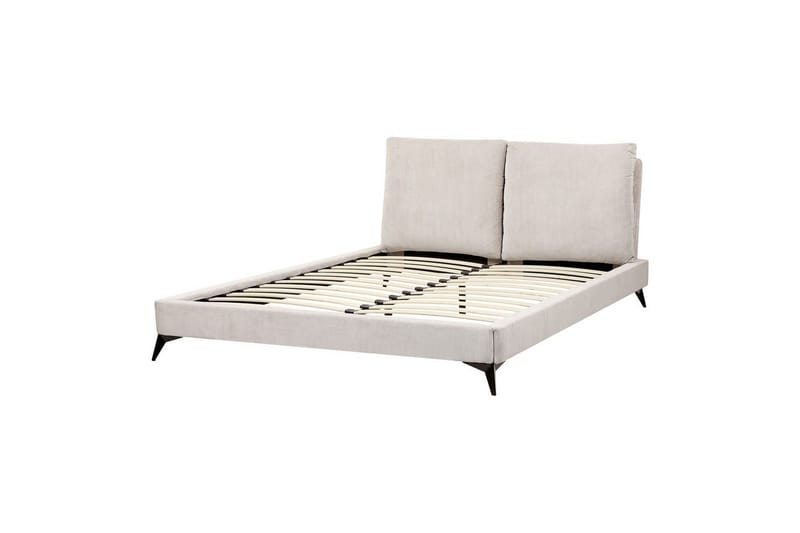 Seng med lamelramme Melle - Lysebeige/Fløjl, Lys beige/Fløjl, 160x200 cm - Møbler - Senge - Sengeramme & sengestel