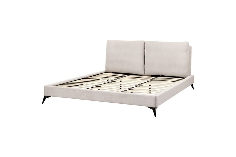 Seng med lamelramme Melle, Lysebeige/Fløjl, Lys beige/Fløjl, 180x200 cm