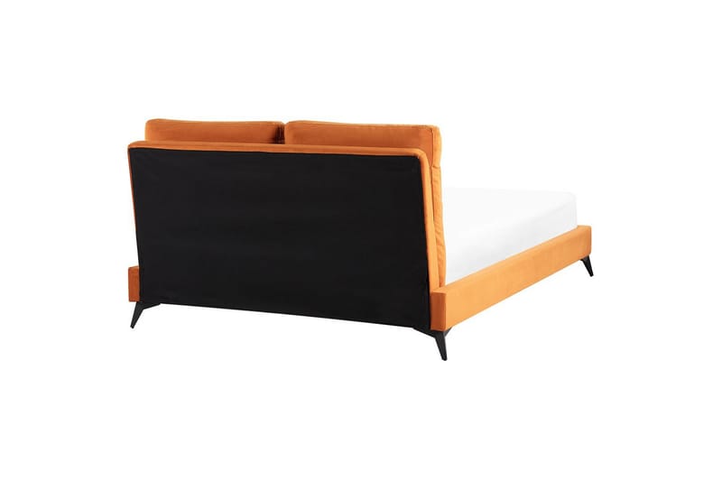 Seng med lamelramme Melle - Orange, sort/Fløjl, Orange, sort/fløjl, 140x200 cm - Møbler - Senge - Sengeramme & sengestel
