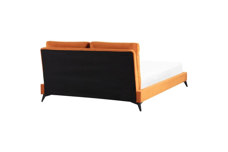 Seng med lamelramme Melle - Orange, sort/Fløjl, Orange, sort/fløjl, 160x200 cm - Møbler - Senge - Sengeramme & sengestel