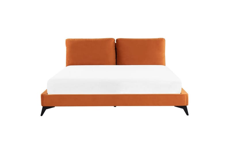 Seng med lamelramme Melle - Orange, sort/Fløjl, Orange, sort/fløjl, 180x200 cm - Møbler - Senge - Sengeramme & sengestel