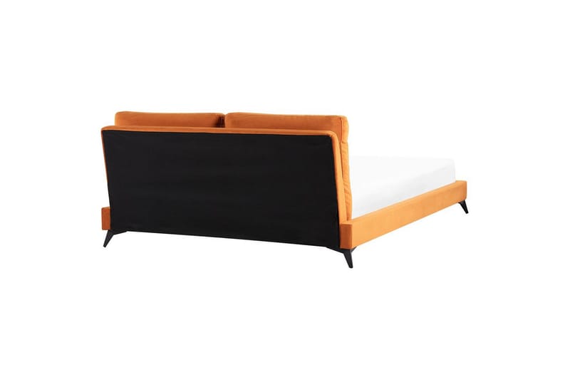 Seng med lamelramme Melle - Orange, sort/Fløjl, Orange, sort/fløjl, 180x200 cm - Møbler - Senge - Sengeramme & sengestel