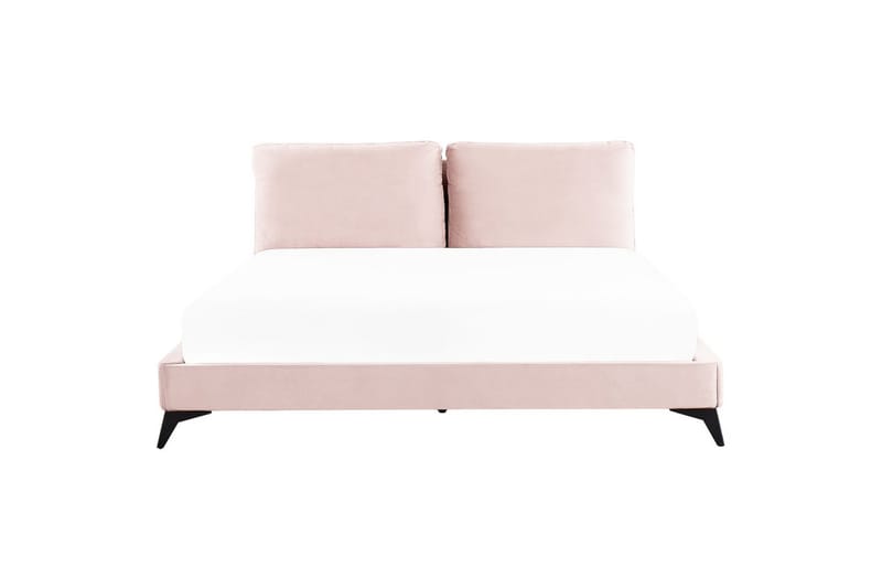 Seng med lamelramme Melle - Rosa, Sort/Fløjl, Rosa, sort/fløjl, 180x200 cm - Møbler - Senge - Sengeramme & sengestel