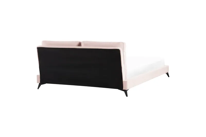 Seng med lamelramme Melle - Rosa, Sort/Fløjl, Rosa, sort/fløjl, 180x200 cm - Møbler - Senge - Sengeramme & sengestel