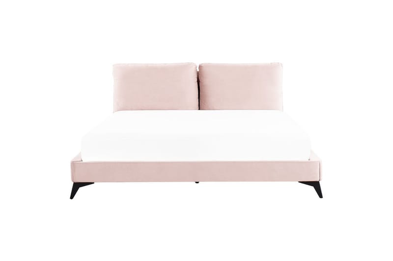 Seng med lamelramme Melle - Rosa, Sort/Fløjl, Rosa, sort/fløjl, 180x200 cm - Møbler - Senge - Sengeramme & sengestel
