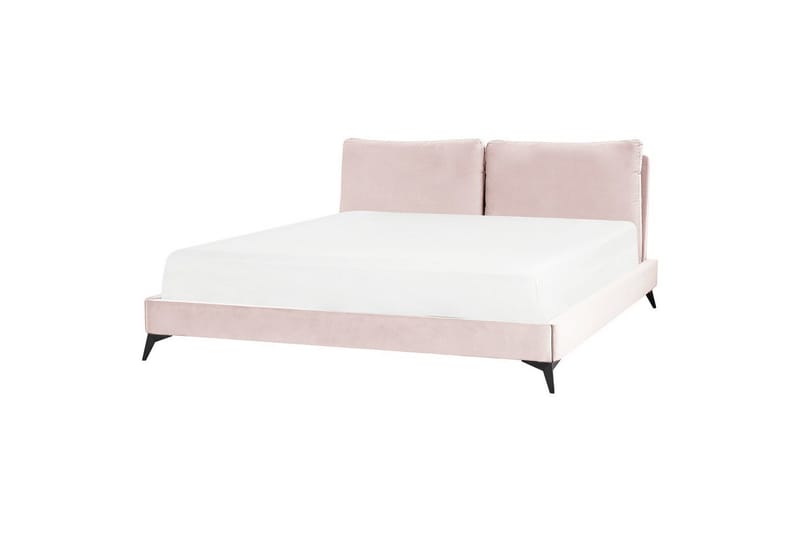 Seng med lamelramme Melle - Rosa, Sort/Fløjl, Rosa, sort/fløjl, 180x200 cm - Møbler - Senge - Sengeramme & sengestel