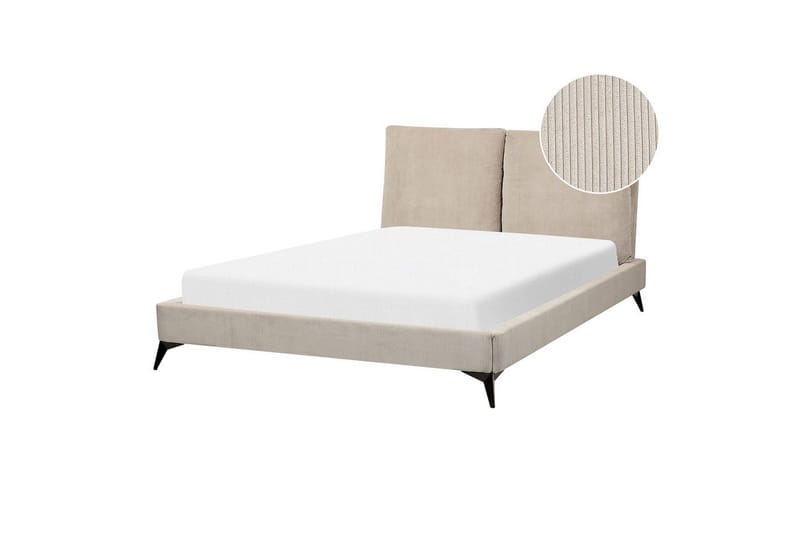 Seng med lamelramme Melle - Taupe/Manchesterstof, 140x200 cm - Møbler - Senge - Sengeramme & sengestel