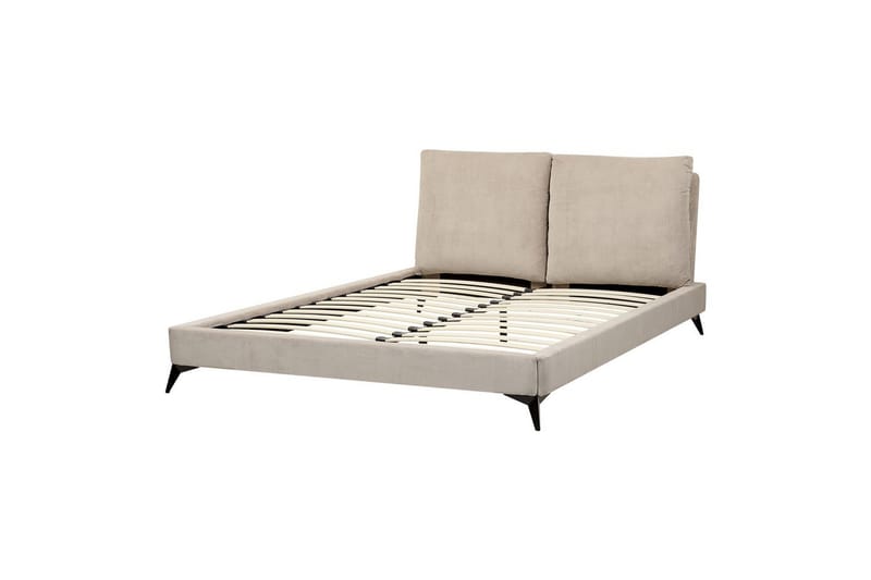 Seng med lamelramme Melle, Taupe/Manchesterstof, 160x200 cm