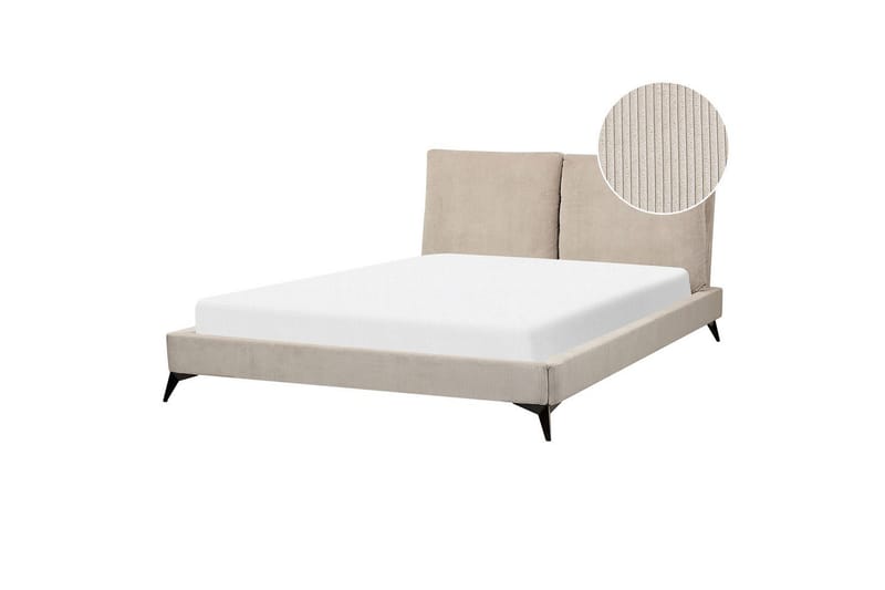 Seng med lamelramme Melle - Taupe/Manchesterstof, 160x200 cm - Møbler - Senge - Sengeramme & sengestel