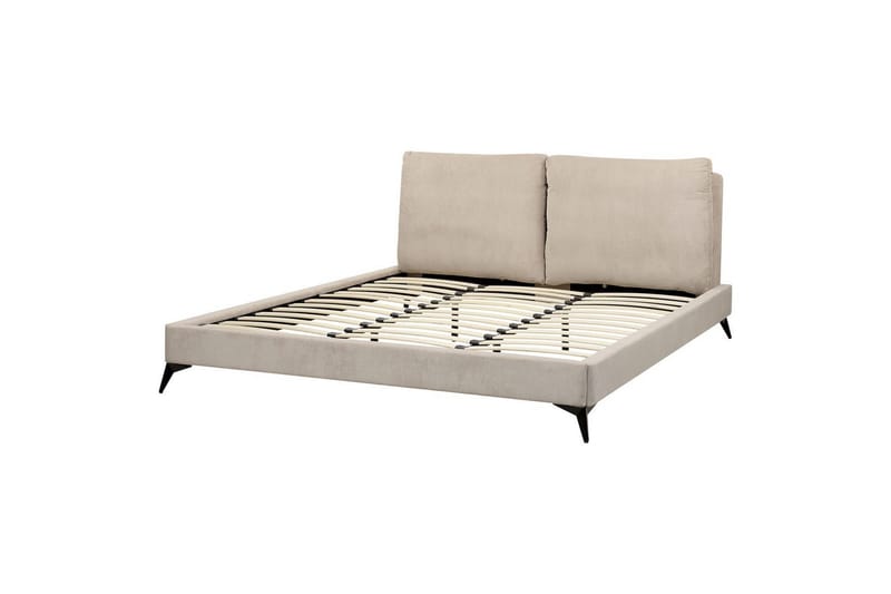 Seng med lamelramme Melle, Taupe/Manchesterstof, 180x200 cm