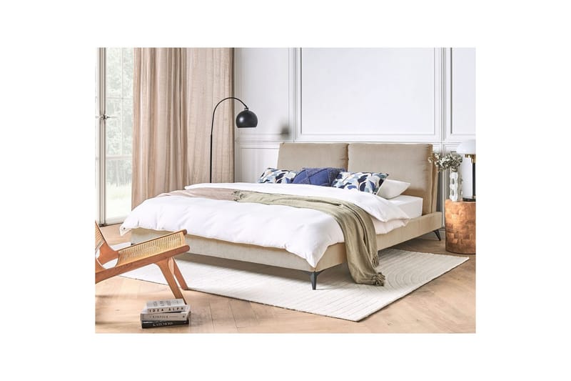 Seng med lamelramme Melle - Taupe/Manchesterstof, 180x200 cm - Møbler - Senge - Sengeramme & sengestel