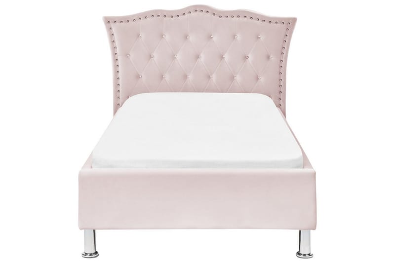Seng med lamelramme Metz - Rosa, Sølv/Fløjl, 90x200 cm - Møbler - Senge - Sengeramme & sengestel