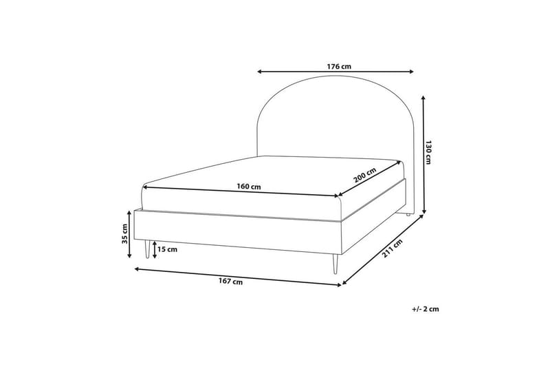 Seng med lamelramme Millay - Beige, lyst træ, sort/Bouclé, 160x200 cm - Møbler - Senge - Sengeramme & sengestel