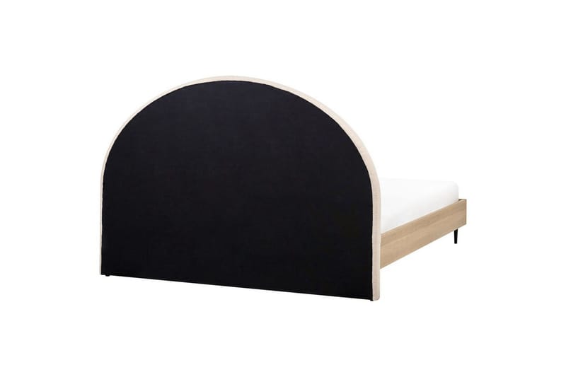 Seng med lamelramme Millay - Beige, lyst træ, sort/Bouclé, 180x200 cm - Møbler - Senge - Sengeramme & sengestel