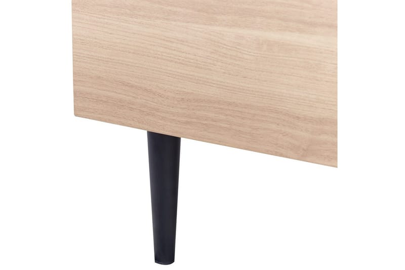 Seng med lamelramme Millay - Hvid, lyst træ, sort/Polyester, 140x200 cm - Møbler - Senge - Sengeramme & sengestel