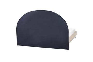 Seng med lamelramme Millay - Hvid, lyst træ, sort/Polyester, 180x200 cm - Møbler - Senge - Sengeramme & sengestel