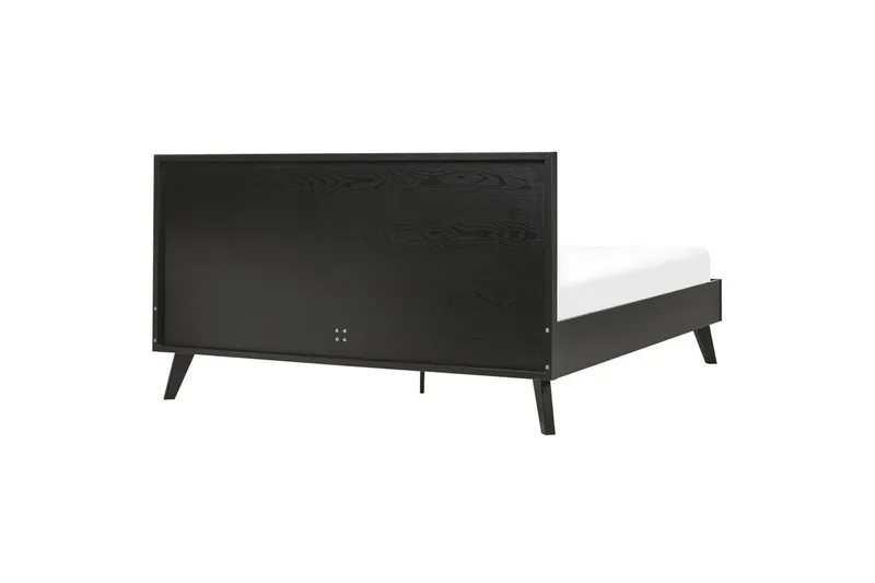 Seng med lamelramme Monpazier - Sort, lyst træ, 160x200 cm - Møbler - Senge - Sengeramme & sengestel