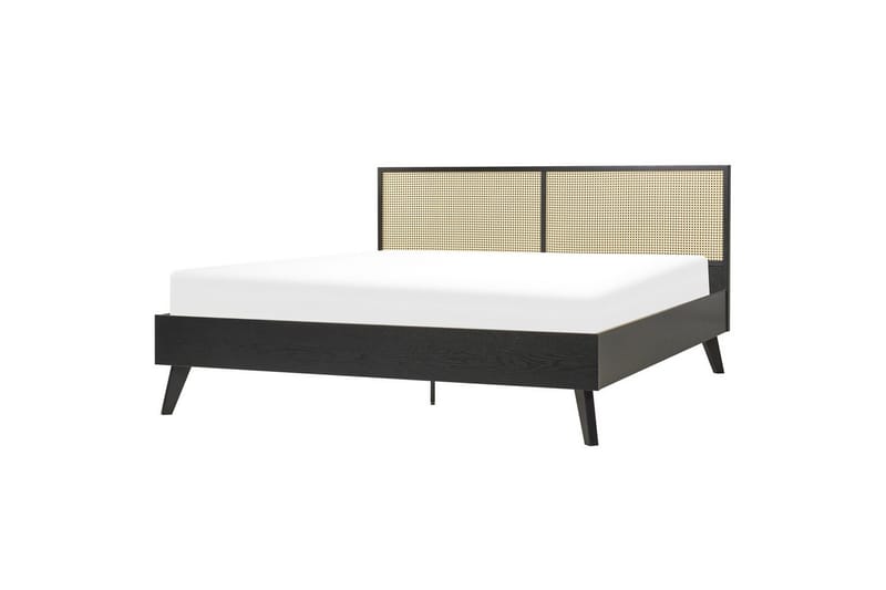 Seng med lamelramme Monpazier - Sort, lyst træ, 180x200 cm - Møbler - Senge - Sengeramme & sengestel