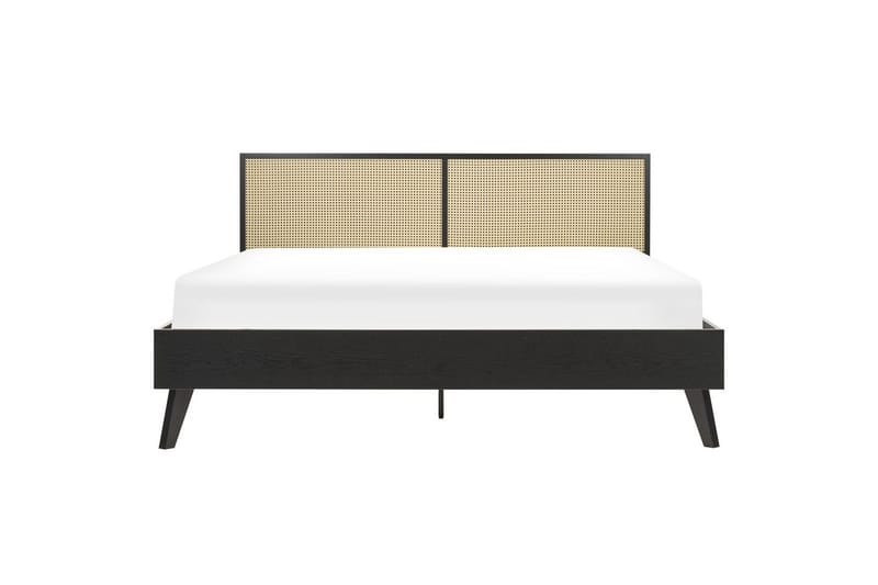 Seng med lamelramme Monpazier - Sort, lyst træ, 180x200 cm - Møbler - Senge - Sengeramme & sengestel