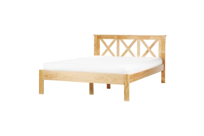 Seng med lamelramme Tannay, Lyst træ, 140x200 cm