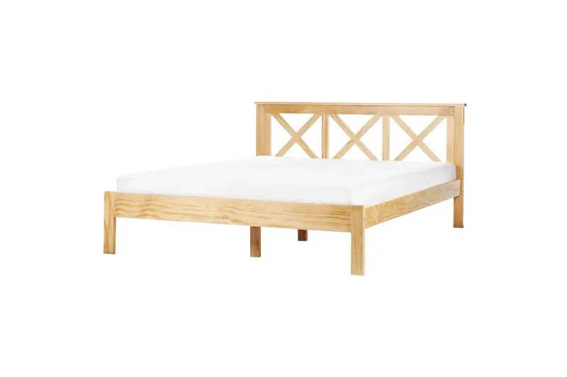 Seng med lamelramme Tannay, Lyst træ, 160x200 cm