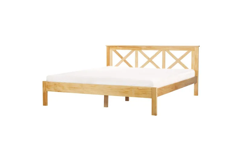 Seng med lamelramme Tannay, Lyst træ, 180x200 cm