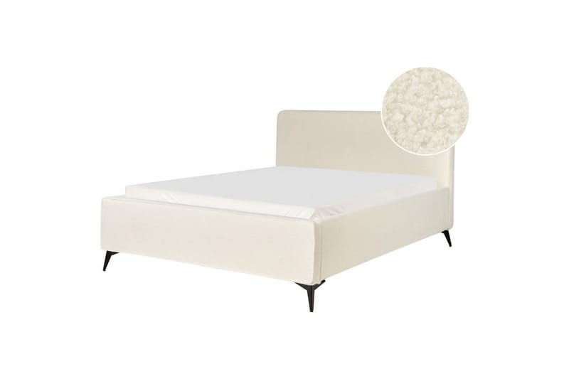 Seng med lamelramme Valognes - Cremehvid, Sort, 160x200 cm - Møbler - Senge - Sengeramme & sengestel