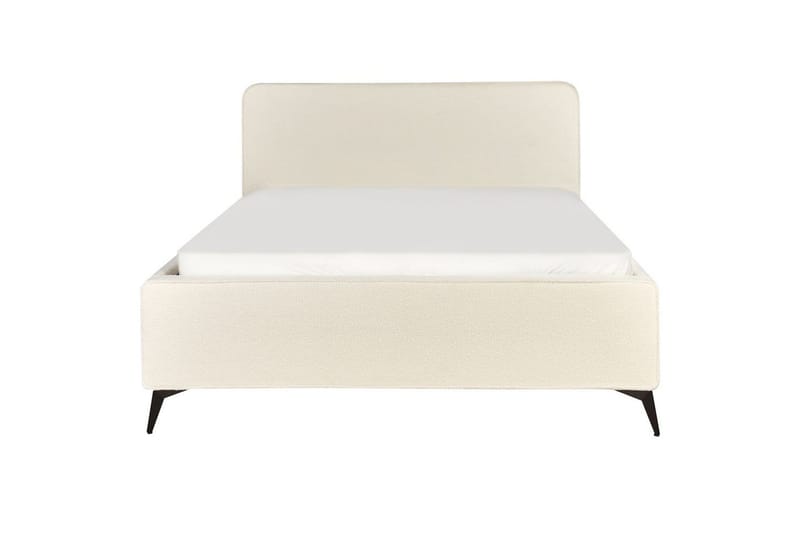 Seng med lamelramme Valognes - Cremehvid, Sort, 160x200 cm - Møbler - Senge - Sengeramme & sengestel