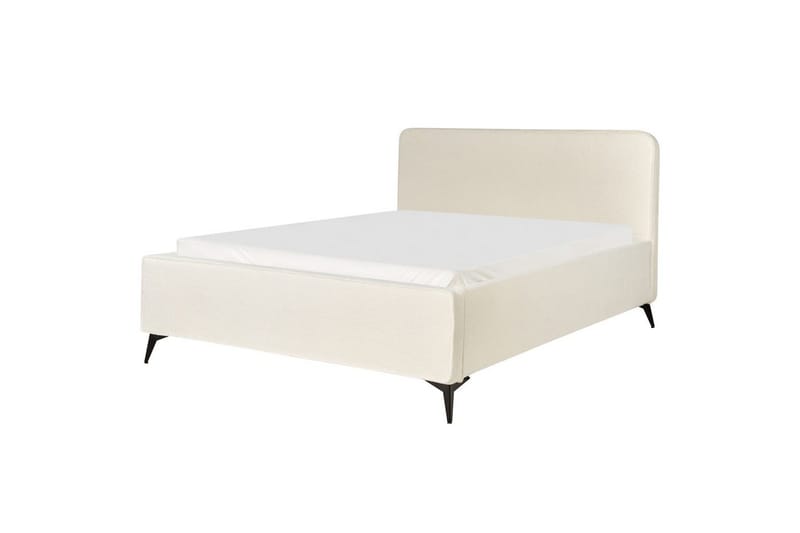 Seng med lamelramme Valognes - Cremehvid, Sort, 160x200 cm - Møbler - Senge - Sengeramme & sengestel