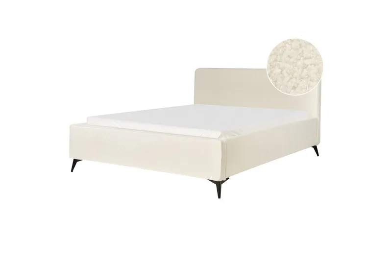 Seng med lamelramme Valognes, Cremehvid, Sort, 180x200 cm