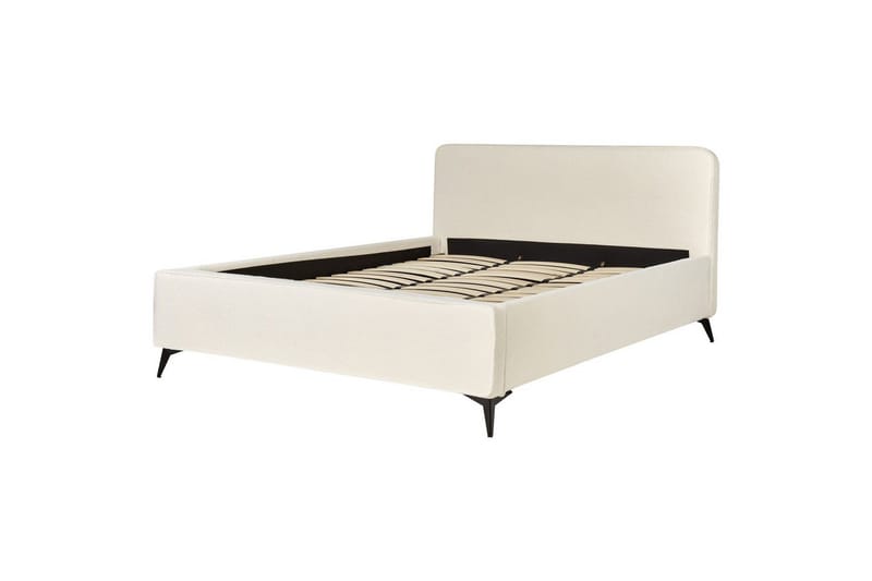 Seng med lamelramme Valognes - Cremehvid, Sort, 180x200 cm - Møbler - Senge - Sengeramme & sengestel