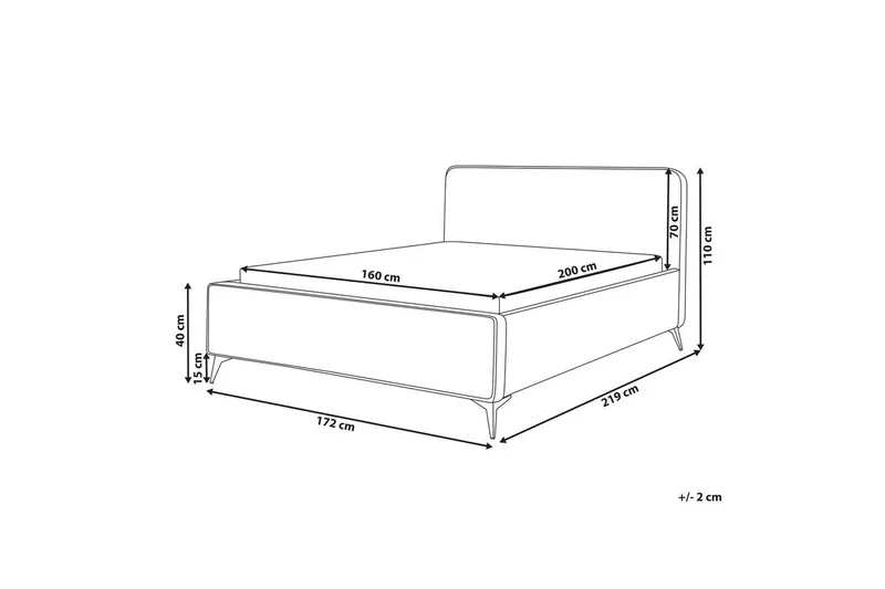 Seng med lamelramme Valognes - Grå, sort, 160x200 cm - Møbler - Senge - Sengeramme & sengestel