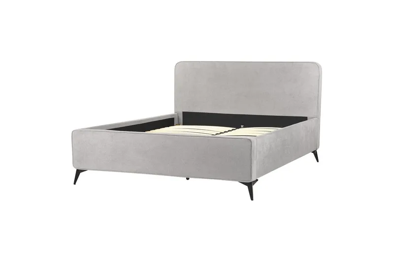 Seng med lamelramme Valognes - Grå, sort, 160x200 cm - Møbler - Senge - Sengeramme & sengestel