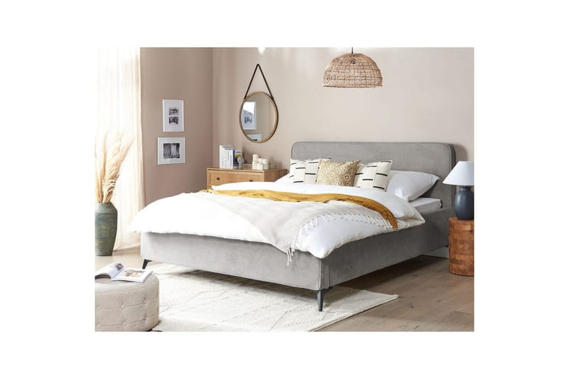 Seng med lamelramme Valognes - Grå, sort, 180x200 cm - Møbler - Senge - Sengeramme & sengestel