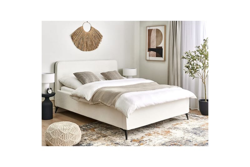 Seng med lamelramme Valognes - Hvid, Sort, 160x200 cm - Møbler - Senge - Sengeramme & sengestel