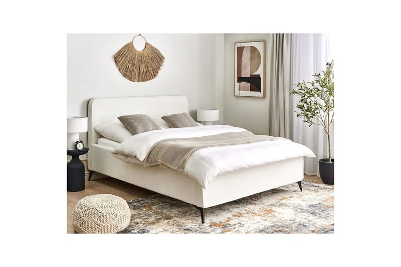 Seng med lamelramme Valognes - Hvid, Sort, 160x200 cm - Møbler - Senge - Sengeramme & sengestel