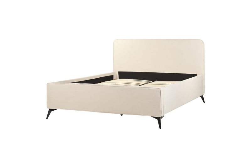 Seng med lamelramme Valognes - Lys beige, sort, 160x200 cm - Møbler - Senge - Sengeramme & sengestel