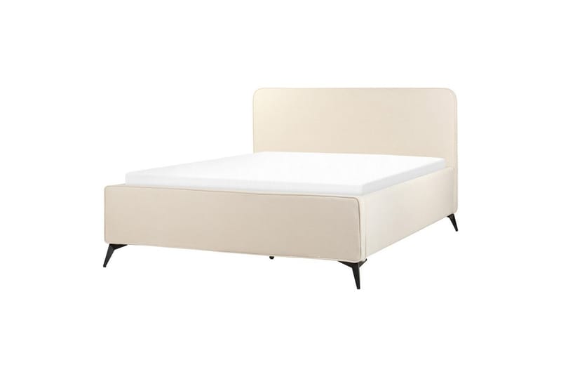 Seng med lamelramme Valognes - Lys beige, sort, 160x200 cm - Møbler - Senge - Sengeramme & sengestel