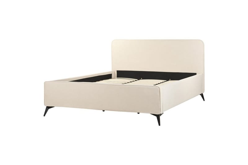 Seng med lamelramme Valognes - Lys beige, sort, 180x200 cm - Møbler - Senge - Sengeramme & sengestel