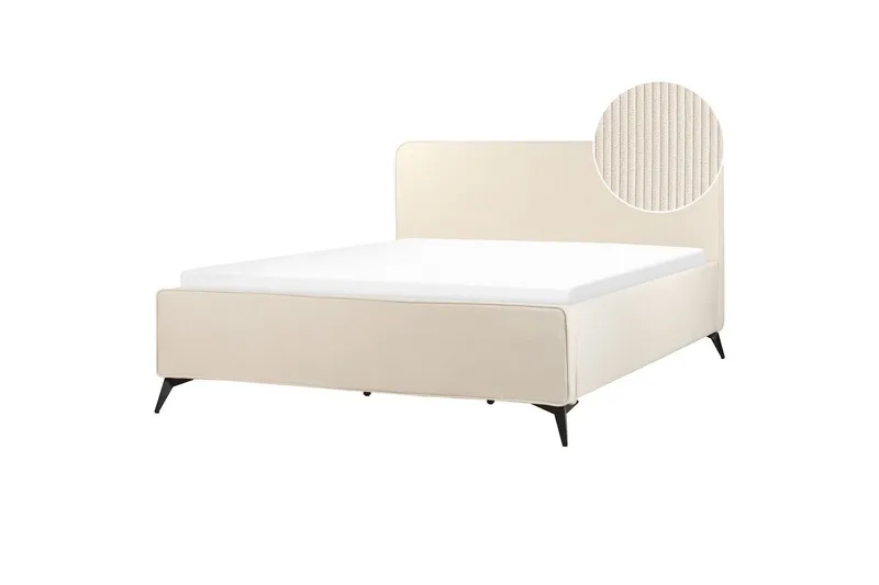 Seng med lamelramme Valognes - Lys beige, sort, 180x200 cm - Møbler - Senge - Sengeramme & sengestel