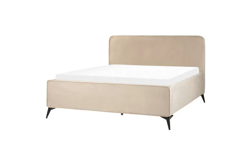 Seng med lamelramme Valognes - Taupe, sort, 160x200 cm - Møbler - Senge - Sengeramme & sengestel