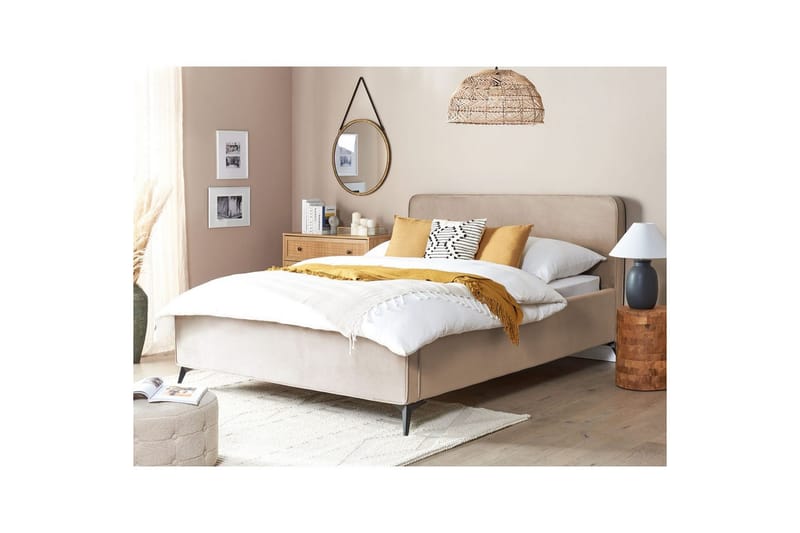 Seng med lamelramme Valognes - Taupe, sort, 160x200 cm - Møbler - Senge - Sengeramme & sengestel