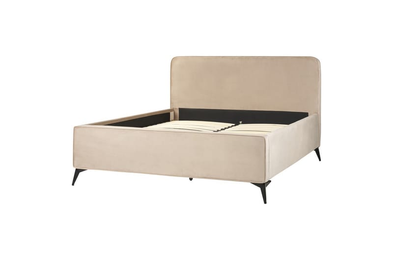 Seng med lamelramme Valognes - Taupe, sort, 160x200 cm - Møbler - Senge - Sengeramme & sengestel