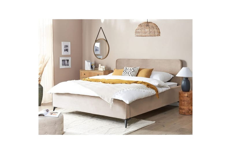 Seng med lamelramme Valognes - Taupe, sort, 180x200 cm - Møbler - Senge - Sengeramme & sengestel