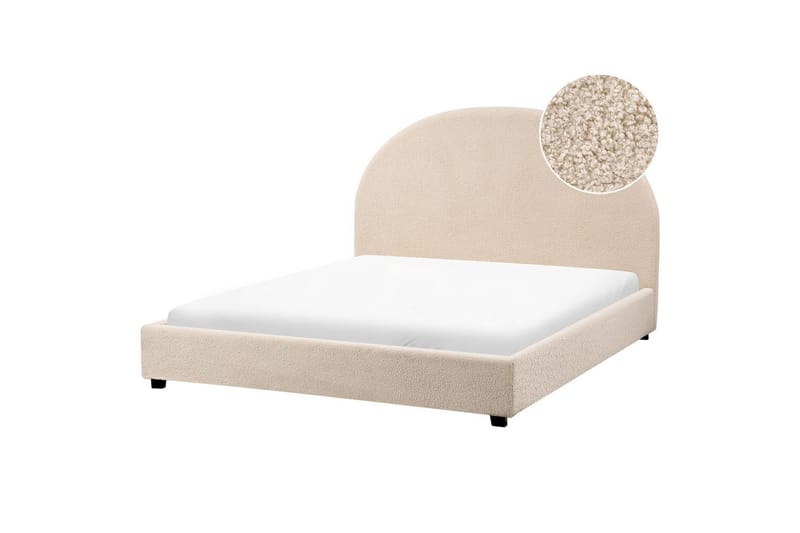 Seng med lamelramme Vaucluse - Beige/Bouclé, 140x200 cm - Møbler - Senge - Sengeramme & sengestel